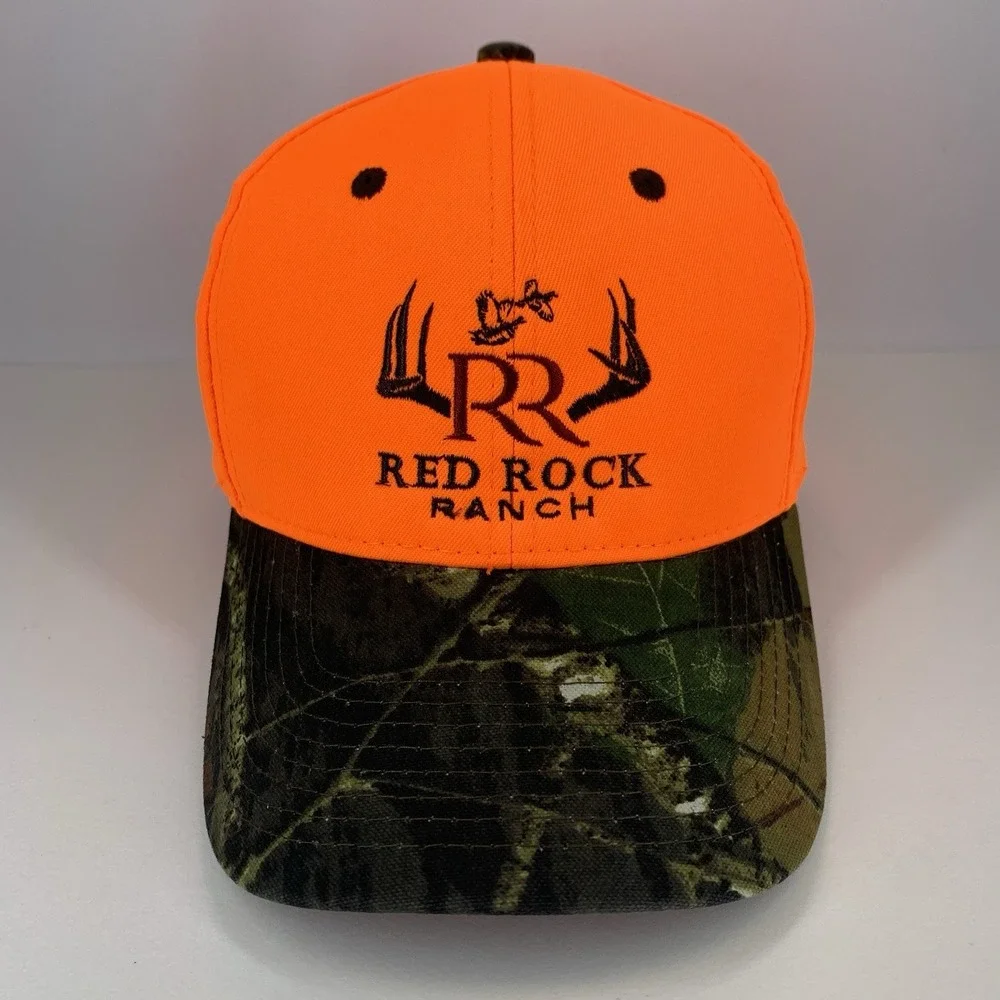 Red Rock Ranch Hat Marland OK Blaze Orange Camo Adjustable Structured Cap